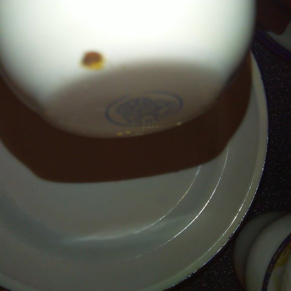 Vintage tea set 6 plates 6 cups metal Sweden vintage blue white decor - Picture 4 of 8